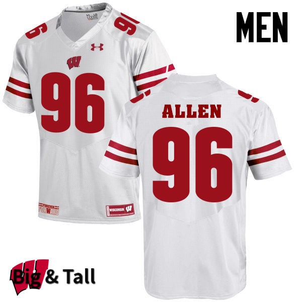 Wisconsin Badgers Men's #96 Beau Allen NCAA Under Armour Authentic White Big & Tall College Stitched Football Jersey CL40W00QK